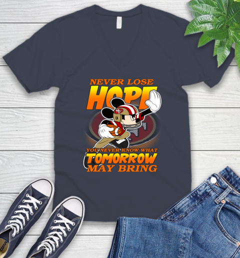 San Francisco 49ers NFL Football Mickey Disney Never Lose Hope V-Neck T-Shirt 8