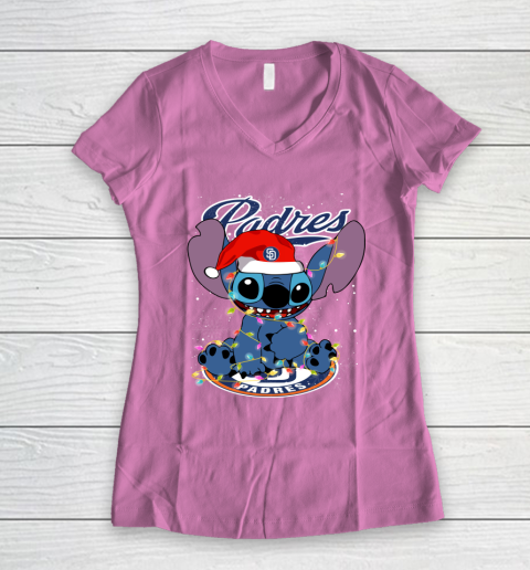 San Diego Padres MLB noel stitch Baseball Christmas Women's V-Neck T-Shirt 8