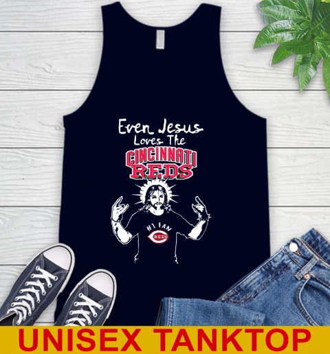 Cincinnati Reds MLB Baseball Even Jesus Loves The Reds Shirt Tank Top 2