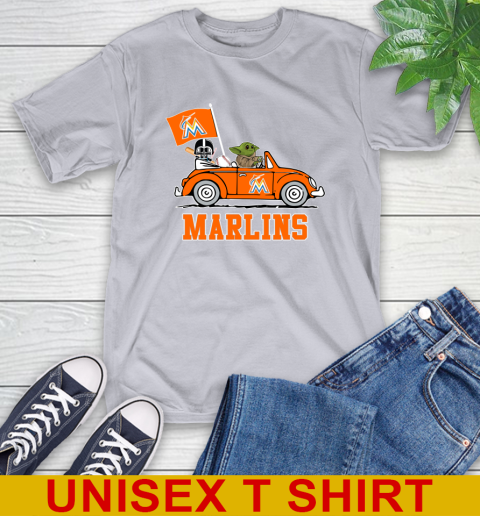 MLB Baseball Miami Marlins Darth Vader Baby Yoda Driving Star Wars Shirt T-Shirt 6