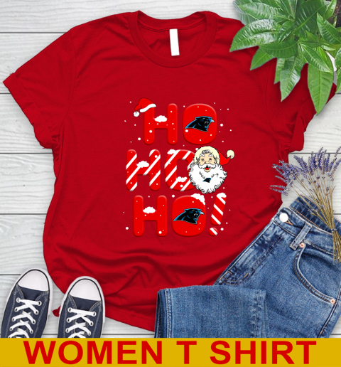 Carolina Panthers NFL Football Ho Ho Ho Santa Claus Merry Christmas Shirt Women's T-Shirt 11