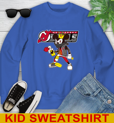 New Jersey Devils NHL Hockey Mickey Peace Sign Sports Youth Sweatshirt 7
