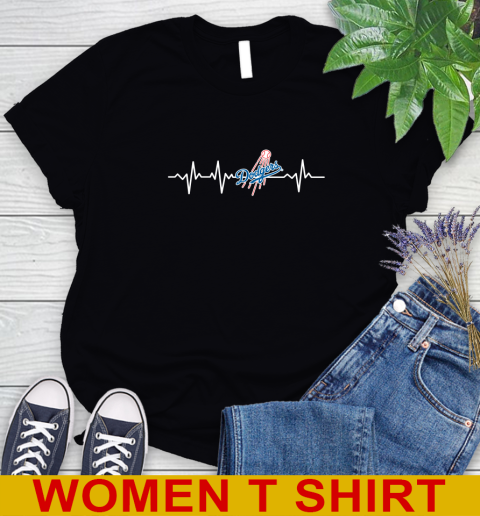 Los Angeles Dodgers MLB Baseball Heart Beat Shirt Women's T-Shirt