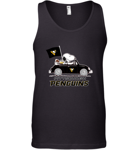 Snoopy And Woodstock Ride The Pittsburg Peguins Car NHL Tank Top