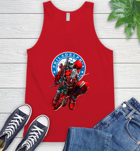 NBA Deadpool Marvel Comics Sports Basketball Philadelphia 76ers Tank Top 6