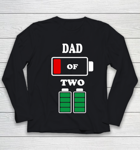 Dad of 2 Kids Funny Battery Father's Day Youth Long Sleeve