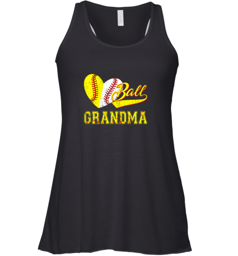 Baseball Softball Ball Heart Grandma Shirt Mother's Day Gift Racerback Tank