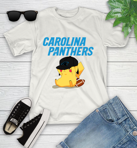 NFL Pikachu Football Sports Carolina Panthers Youth T-Shirt