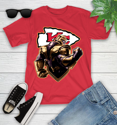 NFL Thanos Avengers Endgame Football Sports Kansas City Chiefs Youth T-Shirt 10