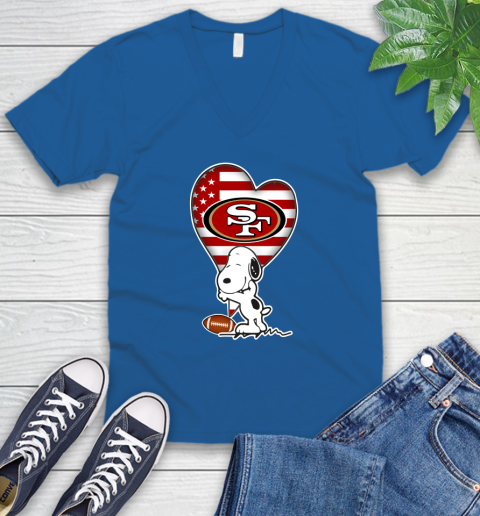 San Francisco 49ers NFL Football The Peanuts Movie Adorable Snoopy V-Neck T-Shirt 6