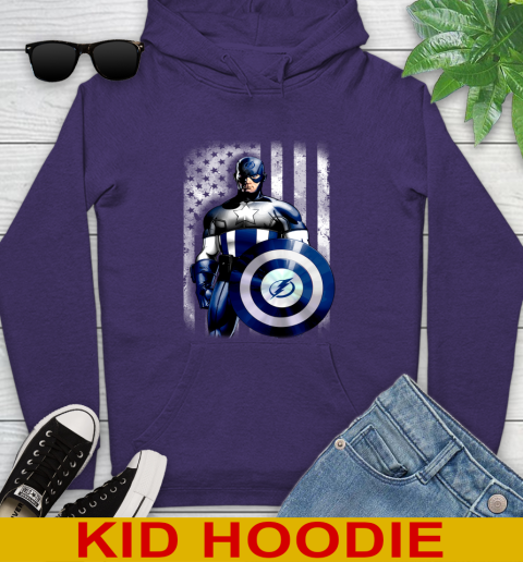Tampa Bay Lightning NHL Hockey Captain America Marvel Avengers American Flag Shirt Youth Hoodie 5