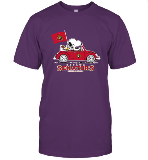 Snoopy And Woodstock Ride The Ottawa Senators Car NHL Unisex Jersey Tee