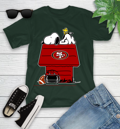 San Francisco 49ers NFL Football Snoopy Woodstock The Peanuts Movie Youth T-Shirt 5