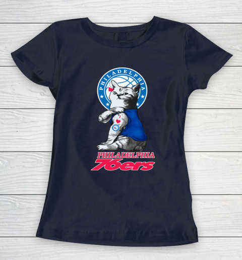 NBA Basketball My Cat Loves Philadelphia 76ers Women's T-Shirt 2