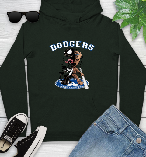 MLB Los Angeles Dodgers Baseball Venom Groot Guardians Of The Galaxy Youth Hoodie 13