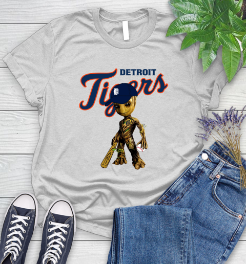 MLB Detroit Tigers Groot Guardians Of The Galaxy Baseball Women's T-Shirt