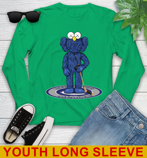 NHL Hockey Vancouver Canucks Kaws Bff Blue Figure Shirt Youth Long Sleeve 7