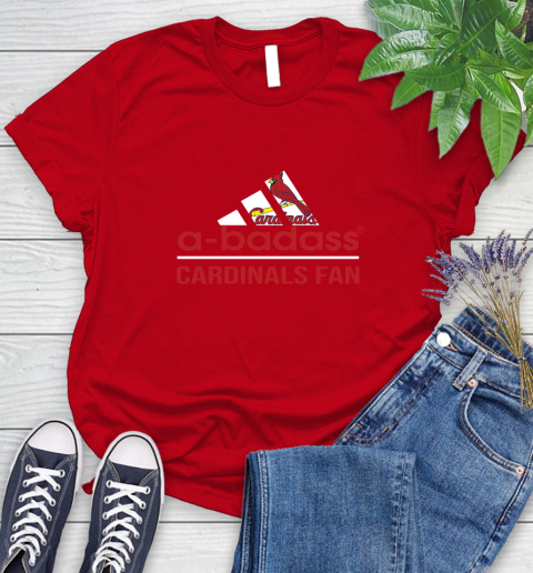 MLB A Badass St.Louis Cardinals Fan Adidas Baseball Sports Women's T-Shirt 13