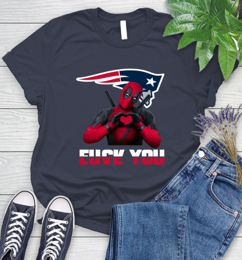 NHL New England Patriots Deadpool Love You Fuck You Football Sports Women's T-Shirt 14