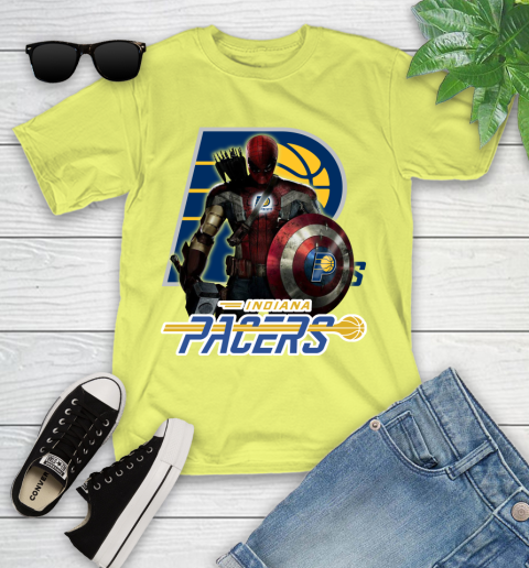 Indiana Pacers NBA Basketball Captain America Thor Spider Man Hawkeye Avengers Youth T-Shirt 8