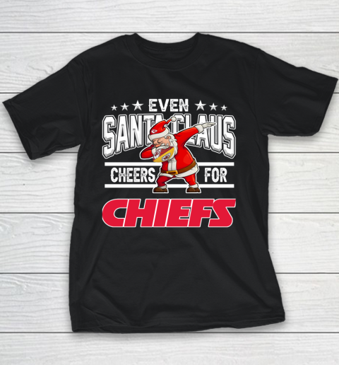 Kansas City Chiefs Even Santa Claus Cheers For Christmas NFL Youth T-Shirt