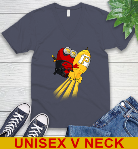 MLB Baseball Pittsburgh Pirates Deadpool Minion Marvel Shirt V-Neck T-Shirt 7