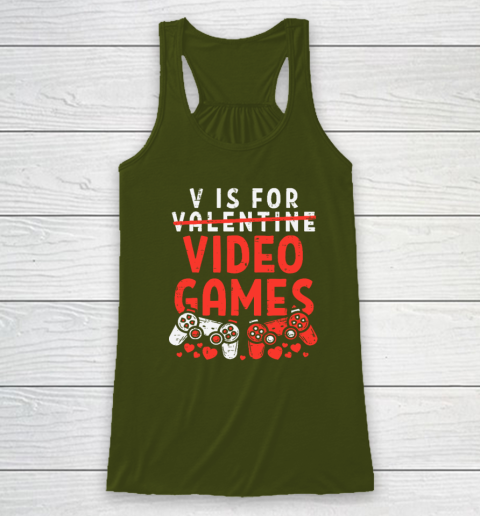 V Is For Video Games Funny Valentines Day Gamer Racerback Tank 2