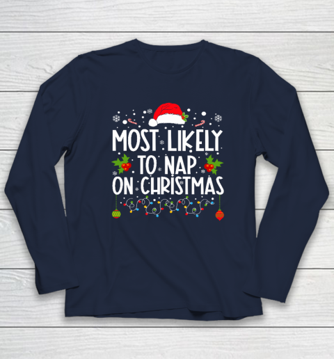 Most Likely To Nap On Christmas Family Christmas Pajamas Long Sleeve T-Shirt 2