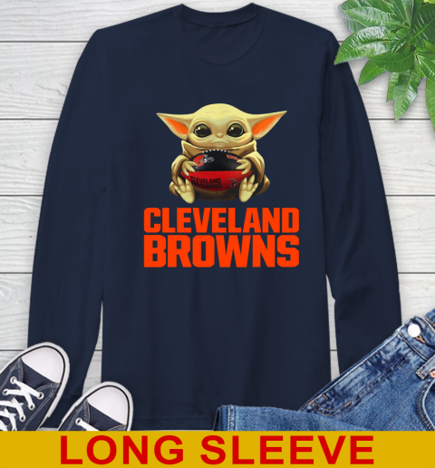 NFL Football Cleveland Browns Baby Yoda Star Wars Shirt Long Sleeve T-Shirt 4