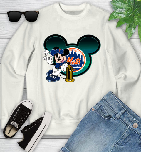 MLB New York Mets The Commissioner's Trophy Mickey Mouse Disney Youth Sweatshirt