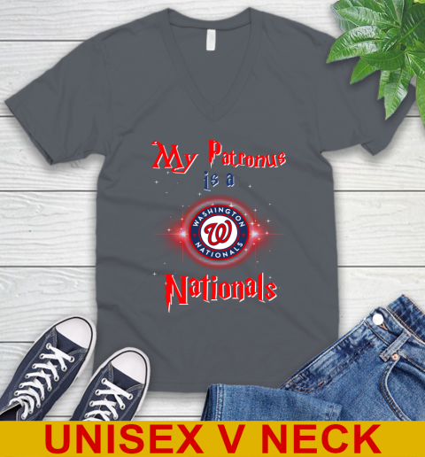 MLB Baseball Harry Potter My Patronus Is A Washington Nationals V-Neck T-Shirt 4