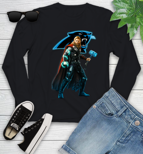 NFL Thor Avengers Endgame Football Carolina Panthers Youth Long Sleeve 2