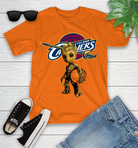 Cleveland Cavaliers NBA Basketball Groot Marvel Guardians Of The Galaxy Youth T-Shirt 7