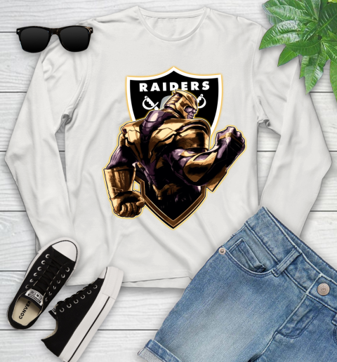 NFL Thanos Avengers Endgame Football Sports Oakland Raiders Youth Long Sleeve 12
