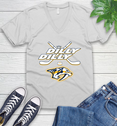 NHL Nashville Predators Dilly Dilly Hockey Sports V-Neck T-Shirt