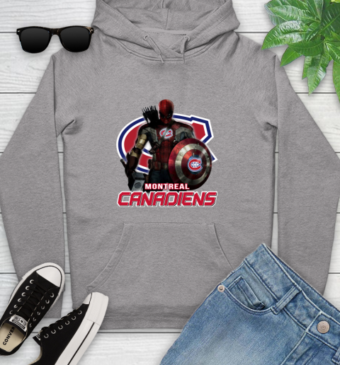 NHL Captain America Thor Spider Man Hawkeye Avengers Endgame Hockey Montreal Canadiens Youth Hoodie 6