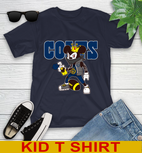 Indianapolis Colts NFL Football Mickey Peace Sign Sports Youth T-Shirt 3
