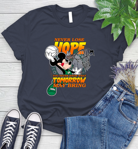 Boston Celtics NBA Basketball Mickey Disney Never Lose Hope Women's T-Shirt 14