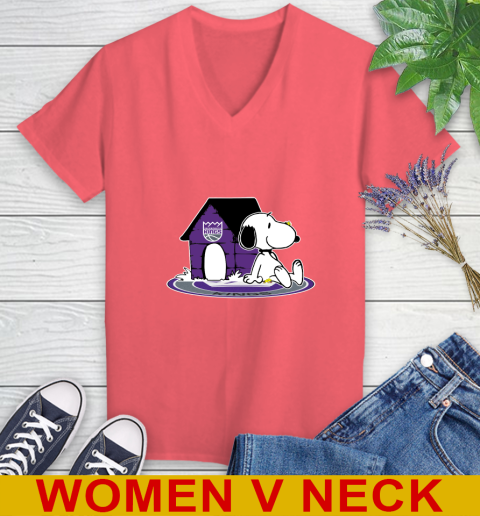 NBA Basketball Sacramento Kings Snoopy The Peanuts Movie Shirt Women's V-Neck T-Shirt 7
