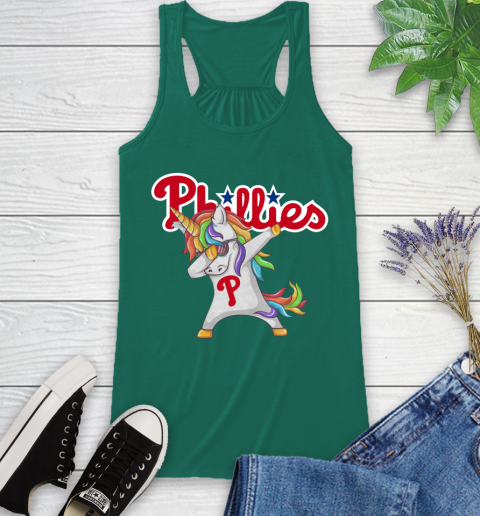 Philadelphia Phillies MLB Baseball Funny Unicorn Dabbing Sports Racerback Tank 7