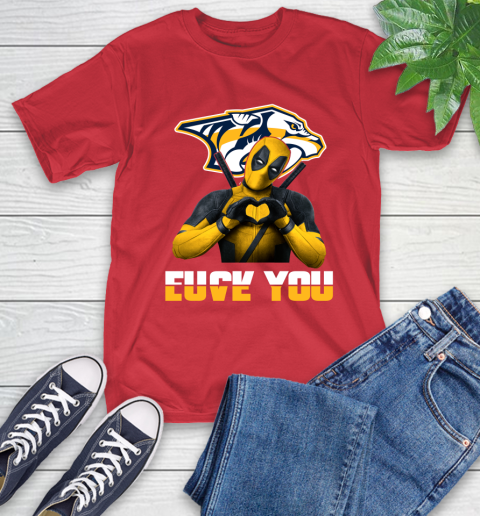 NHL Nashville Predators Deadpool Love You Fuck You Hockey Sports T-Shirt 11