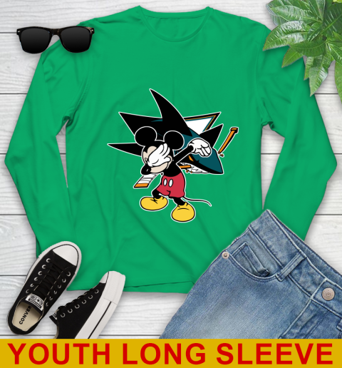 San Jose Sharks NHL Hockey Dabbing Mickey Disney Sports Youth Long Sleeve 7