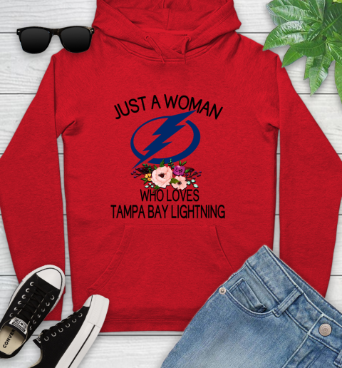 NHL Just A Woman Who Loves Tampa Bay Lightning Hockey Sports Youth Hoodie 7