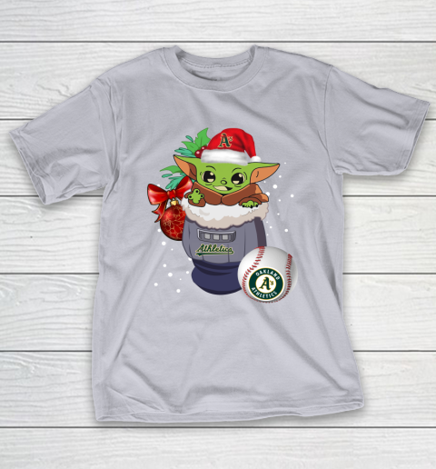 Oakland Athletics Christmas Baby Yoda Star Wars Funny Happy MLB T-Shirt 7
