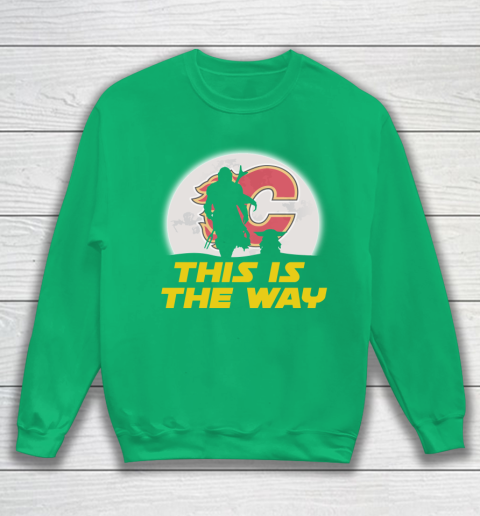 Calgary Flames NHL Ice Hockey Star Wars Yoda And Mandalorian This Is The Way Sweatshirt 5