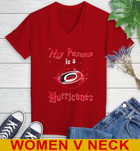 NHL Hockey Harry Potter My Patronus Is A Carolina Hurricanes Women's V-Neck T-Shirt 10