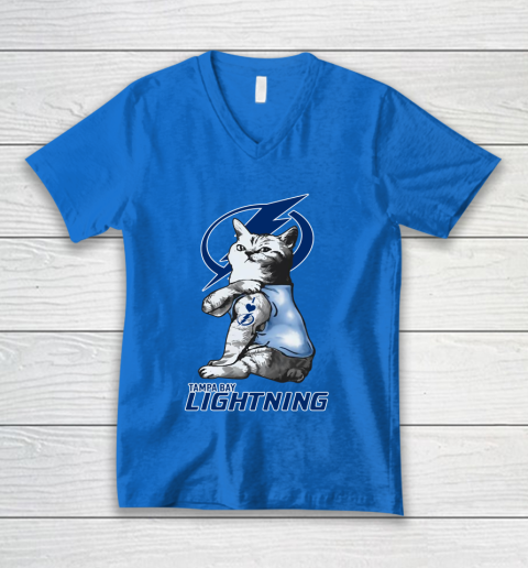 NHL My Cat Loves Tampa Bay Lightning Hockey V-Neck T-Shirt 5