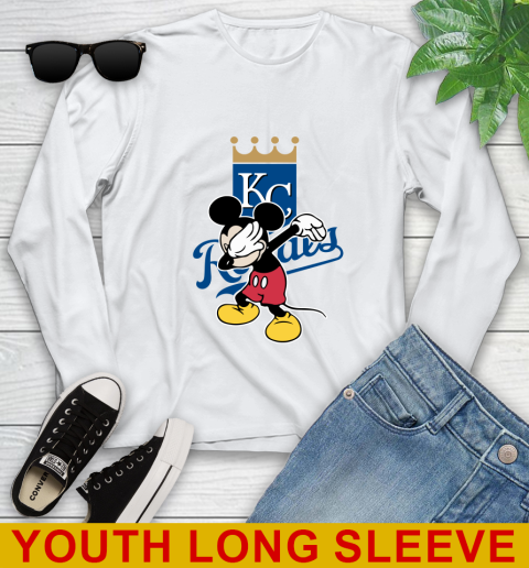Kansas City Royals MLB Baseball Dabbing Mickey Disney Sports Youth Long Sleeve