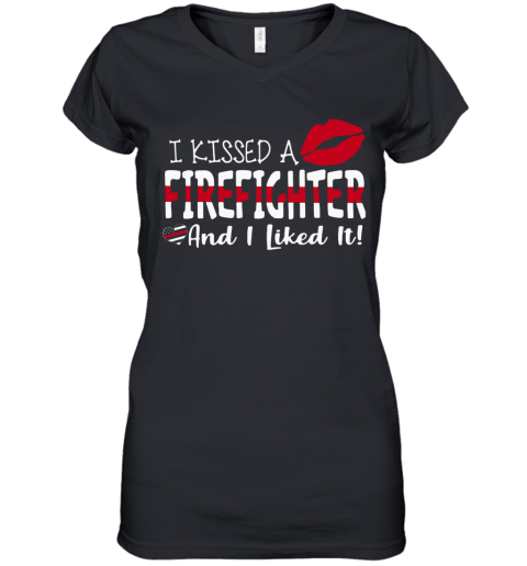 I Kissed A Firefighter And I Liked It Women's V-Neck T-Shirt