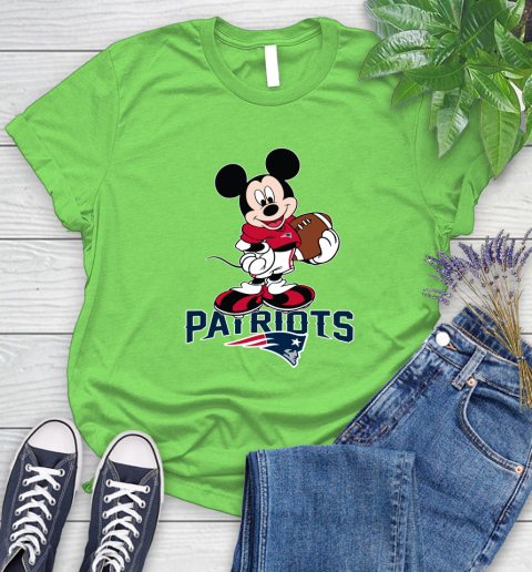 NFL Football New England Patriots Cheerful Mickey Mouse Shirt Women's T-Shirt 10